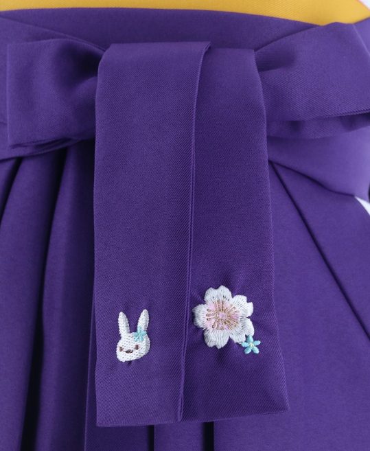 卒業式袴単品レンタル[刺繍]紫色で前後に桜の薬玉[身長113-117cm]No.58